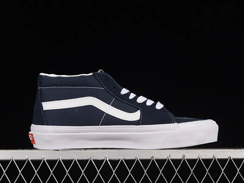 All categories Vans Vans series Vans Mid Vans China Vans Vault OG Sk8-Mid Vans official high-end branch navy blue mid-top retro simple casual canvas shoes VN0A4BVCNAV